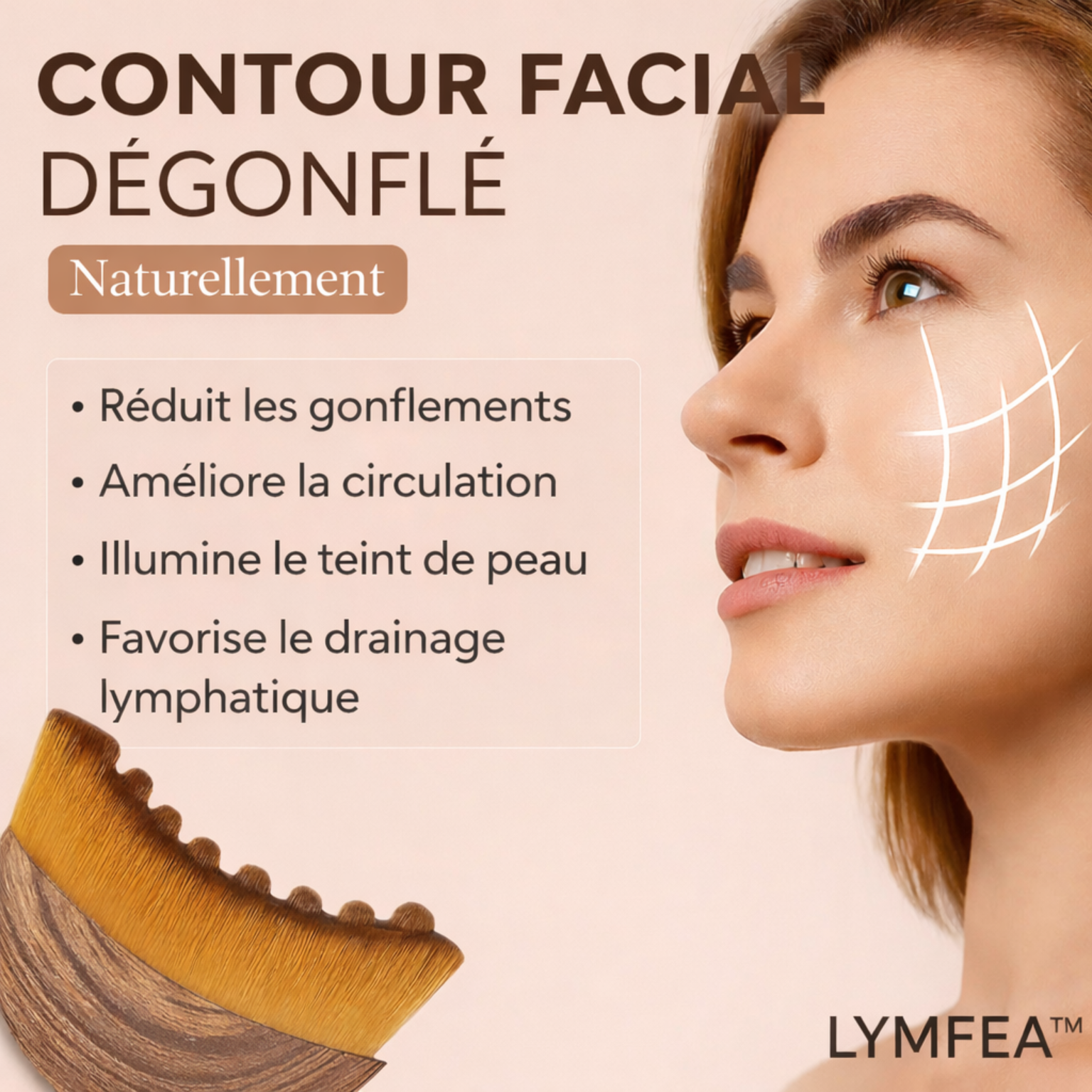 LYMFEA™ – Brosse de Drainage Lymphatique Visage