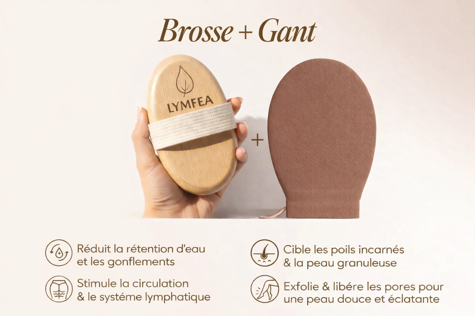Brosse corporelle + gant exfoliant LYMFEA